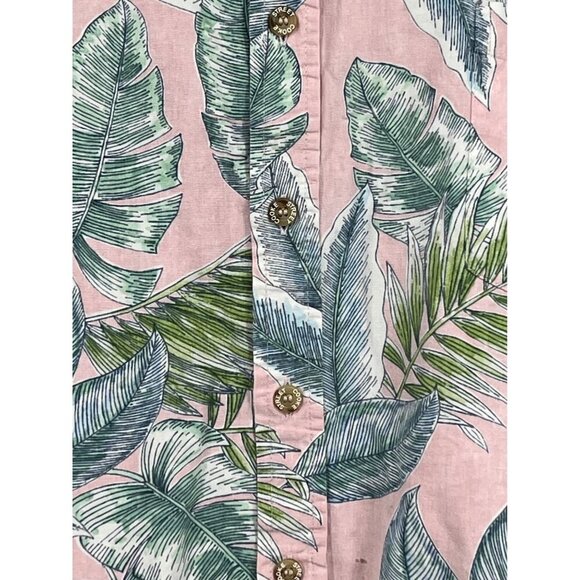 Cooke Street Men Hawaiian Shirt Large L Pink Aloha Hawaiian Tropical Leaf EUC - Picture 5 of 7
